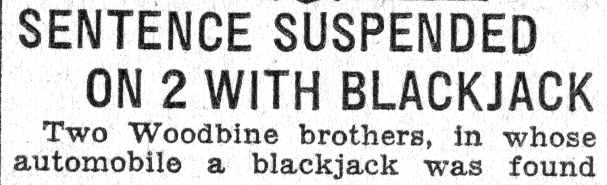 Sentence Suspended on 2 With Blackjack — headline