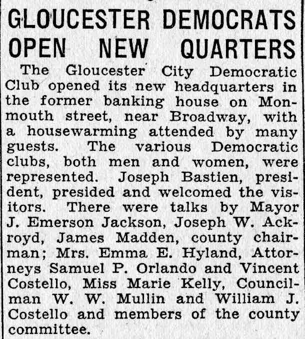 Camden Courier-Post, June 9, 1932, showing Emma Hyland and other Democratic party leaders