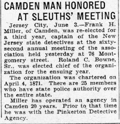 Camden Courier-Post clipping, June 4, 1932 — Camden Man Honored at Sleuths' Meeting