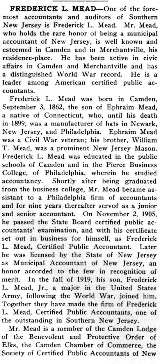 Portrait and biography of Frederick L. Mead, page 1