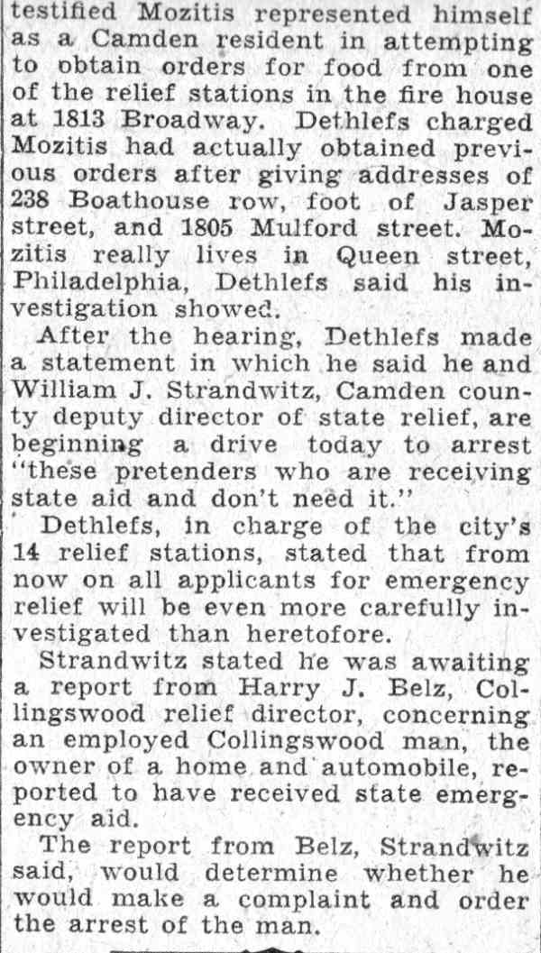 Relief Chiseler article continuation — Camden Courier-Post, June 11, 1932