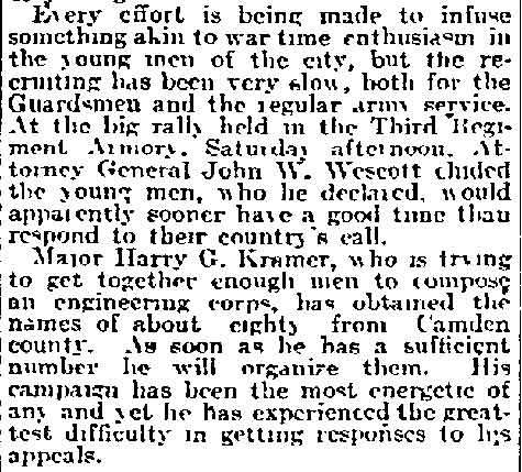 Philadelphia Inquirer, April 23, 1917 — Recruiting drive in Camden churches, continued