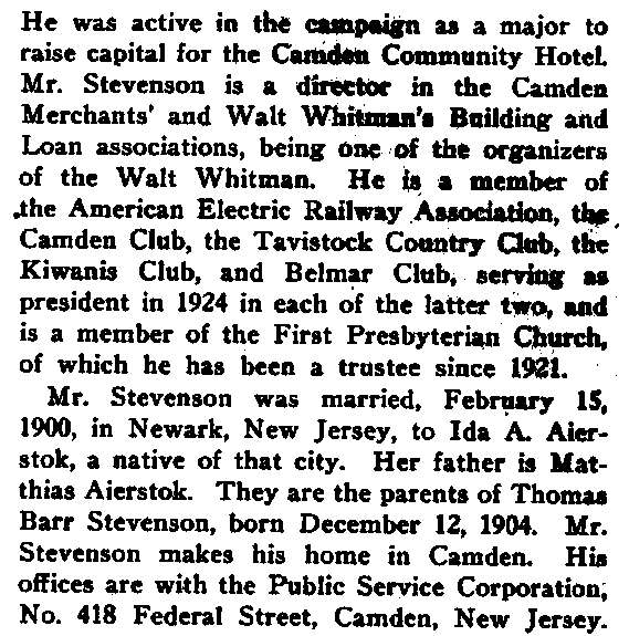 Harry C. Stevenson biography conclusion