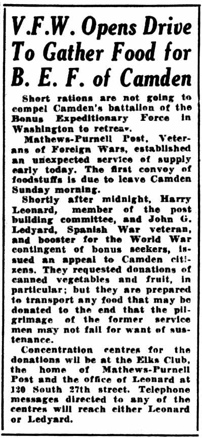 Mathews-Purnell Post VFW 518 and Camden Elks Lodge 293, June 3, 1932