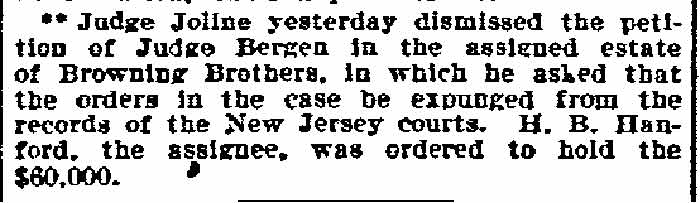Browning Brothers assigned estate, Philadelphia Inquirer, July 29, 1902