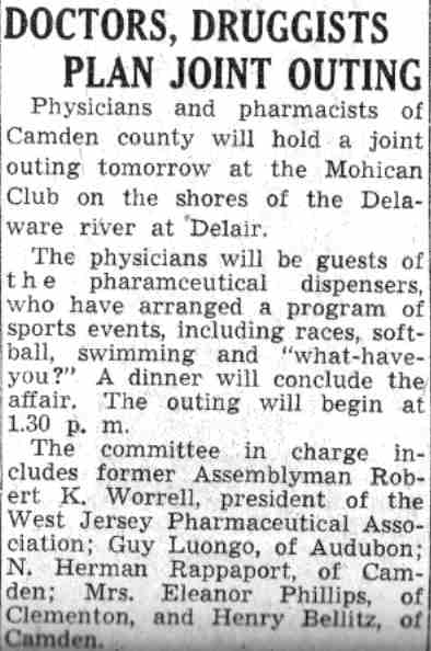 Doctors, Druggists Plan Joint Outing — Camden Courier-Post, July 22, 1941