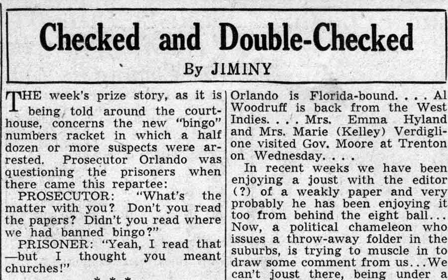 Checked and Double Checked by Jiminy, February 19, 1938, page 1