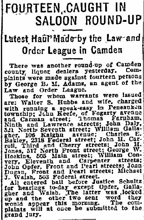 Philadelphia Inquirer, June 26, 1900 — Fourteen Caught in Saloon Round-Up