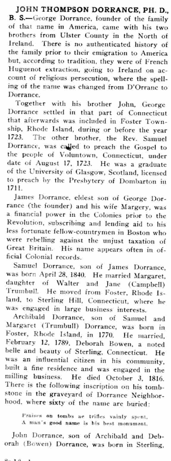 Biography of Dr. John T. Dorrance, page 1