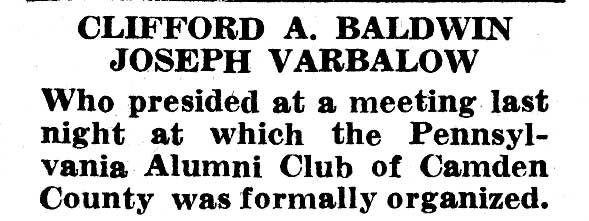 Camden Courier-Post, February 23, 1938 — 125 in County Form U. of P. Alumni Club, sub-headline