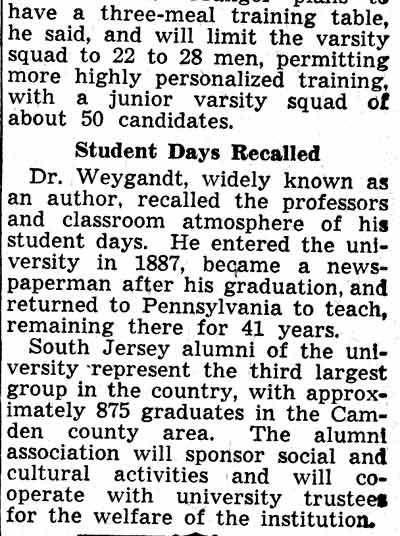 Article continuation: Student Days Recalled section