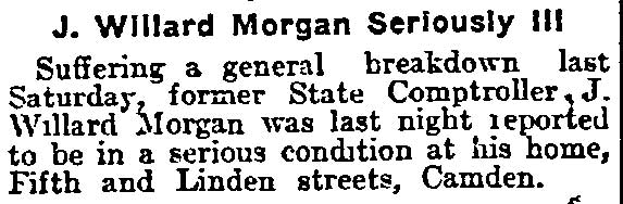 J. Willard Morgan Seriously Ill - Philadelphia Inquirer, February 23, 1912