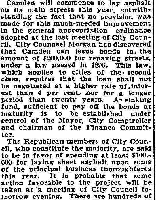 Knell of Doom for Cobbles in Camden - Philadelphia Inquirer, July 14, 1897