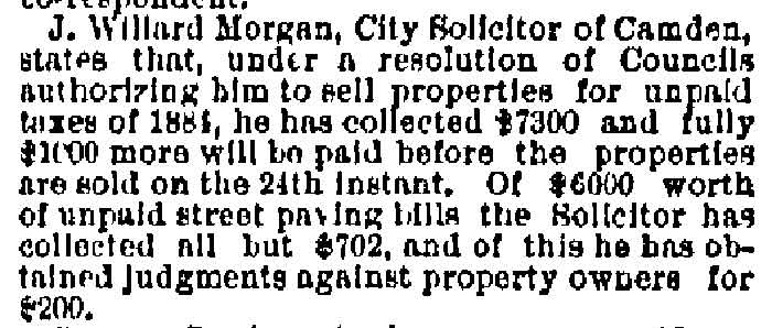 Solicitor Morgan Reports Collections - Philadelphia Inquirer, August 17, 1886