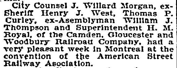 Camden Men at Street Railway Convention - Philadelphia Inquirer, October 27, 1895
