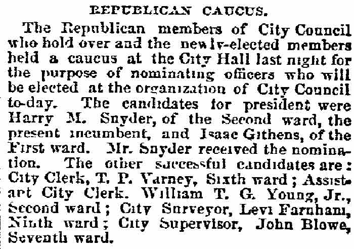 Philadelphia Inquirer, March 14, 1890 — Republican Caucus