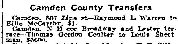 Philadelphia Inquirer, April 13, 1917 — Camden County Transfers