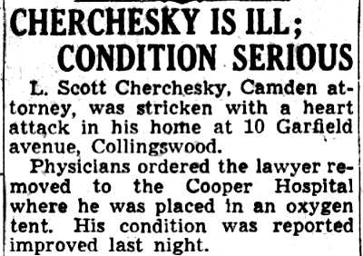 L. Scott Cherchesky — Cooper Hospital, July 26, 1941
