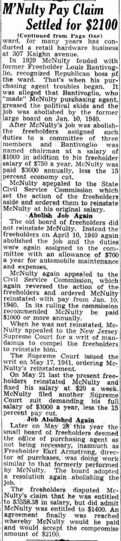 M'Nulty Pay Claim Settled for $2100 — continuation