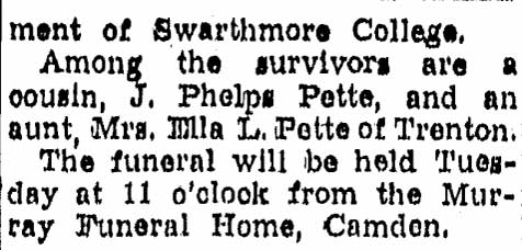 Trenton Evening Times, August 31, 1947 — Mrs. Lippincott obituary (continued)
