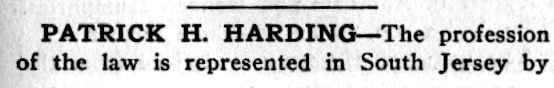 South Jersey: A History — Patrick H. Harding entry, opening lines
