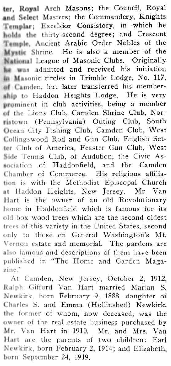 South Jersey: A History 1624–1924 — Ralph Gifford Van Hart biography, page 4