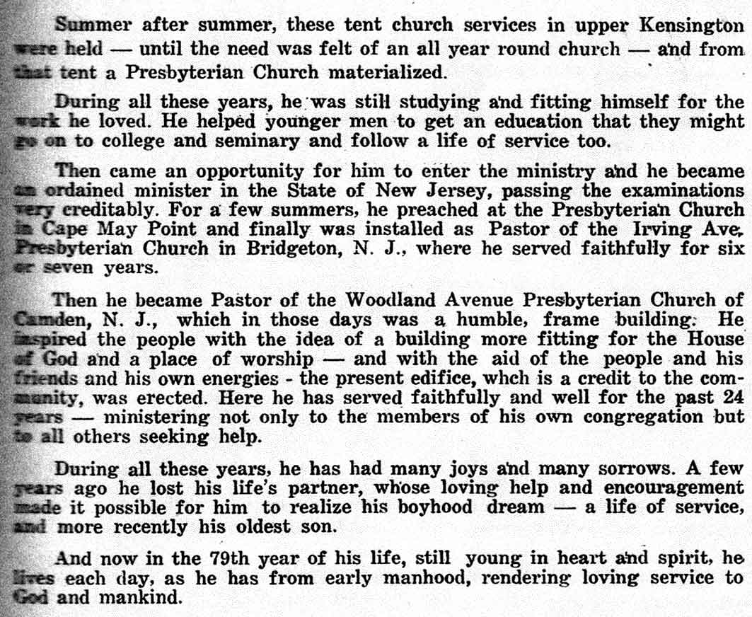 Life of Rev. Charles Evers (continued) — Souvenir Program, February 3, 1944