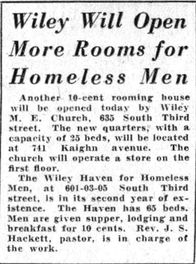 Wiley Will Open More Rooms for Homeless Men, Camden Courier-Post, June 6, 1932