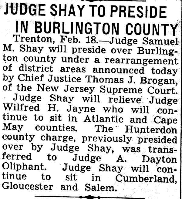 Samuel M. Shay, Thomas J. Brogan, Wilfred H. Jayne, A. Dayton Oliphant, 1938