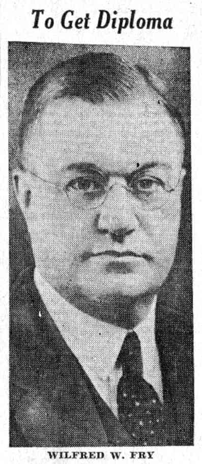 Wilfred W. Fry portrait, 1932 — To Get Diploma