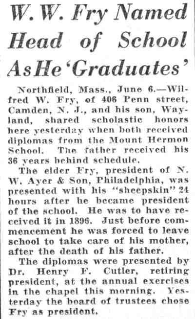 Wilfred W. Fry and Wayland Ayer Fry, June 12, 1933