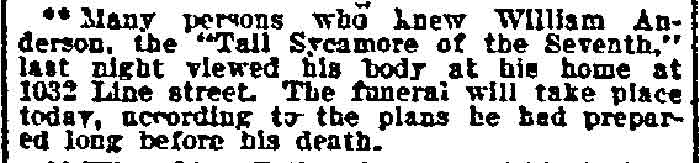 1032 Line Street — William Anderson, Philadelphia Inquirer, January 5, 1912
