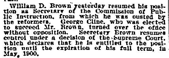 Philadelphia Inquirer, November 10, 1898 — William D. Brown resumes position