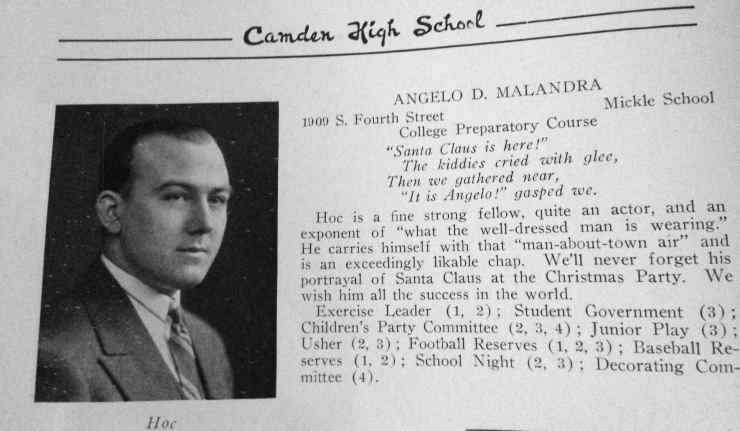Angelo D. Malandra in Camden High School yearbook