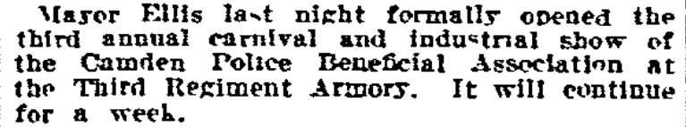 Philadelphia Inquirer, February 9, 1915 — Police Beneficial Association carnival