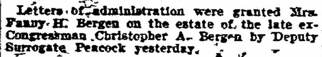 Philadelphia Inquirer, December 26, 1905 — Christopher A. Bergen obituary