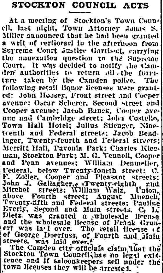 Philadelphia Inquirer, April 12, 1899 — Christopher L. Dietz