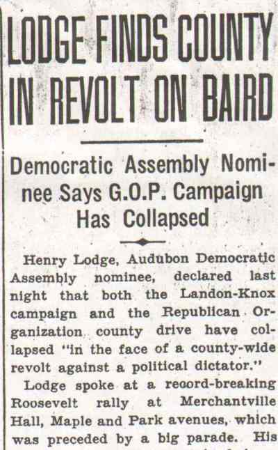 Lodge Finds County in Revolt on Baird — Camden Courier-Post, October 28, 1936 (page 1)