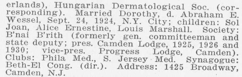 Dr. Hyman I. Goldstein, 1938-1939 Who's Who in American Jewry, continued