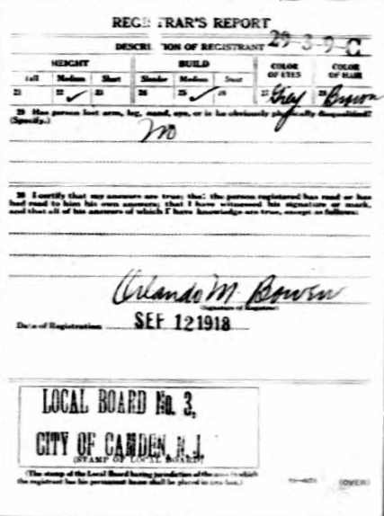 World War I Draft Card for Sigmond S. Lewandowski, reverse
