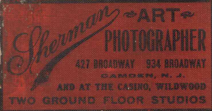 Sherman's Studio advertisement from 1906 Camden City Directory