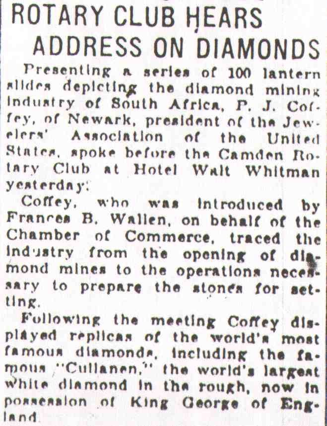 Francis B. Wallen, Rotary Club, August 26, 1931