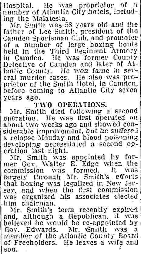 Jersey Journal, April 22, 1921 — John S. Smith obituary continued