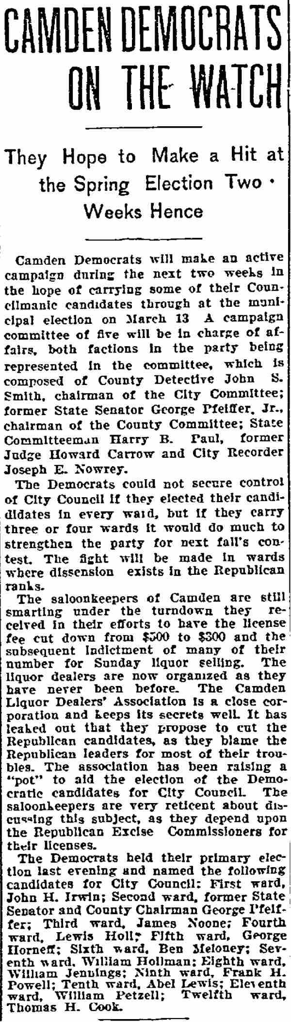 Philadelphia Inquirer February 27, 1900 — John S. Smith, Howard Carrow