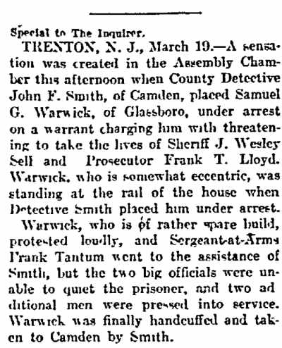 Prisoner Fought in State Capitol - Philadelphia Inquirer, March 20, 1902