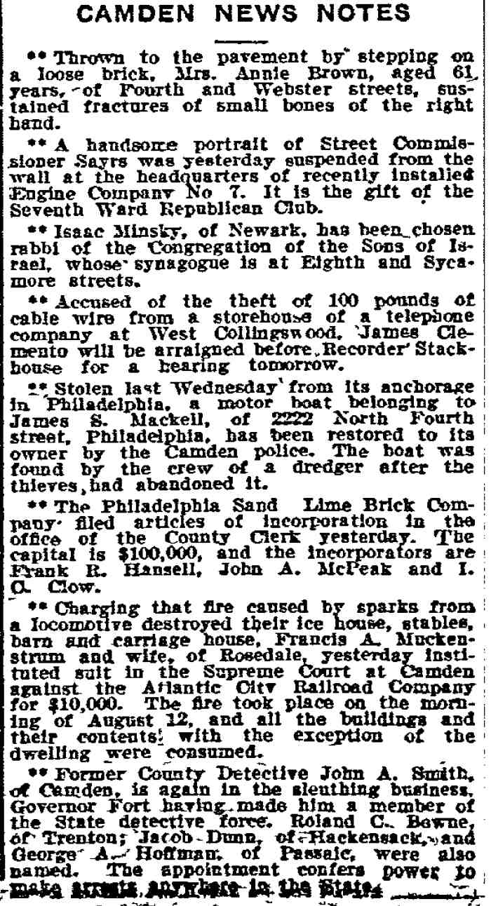 Philadelphia Inquirer, August 14, 1910