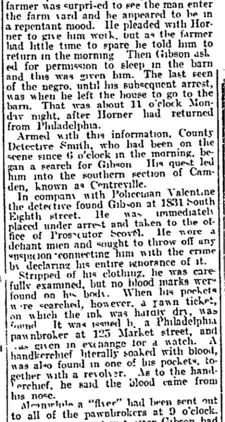 Philadelphia Inquirer, August 21, 1907 — Horner farm murders