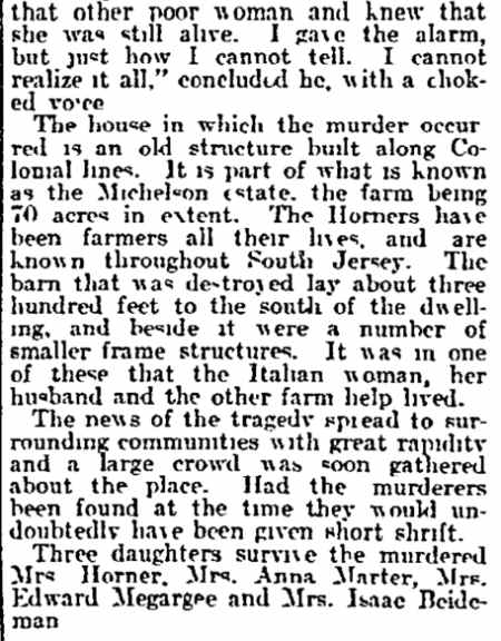 Philadelphia Inquirer, August 21, 1907 — Horner farm murders
