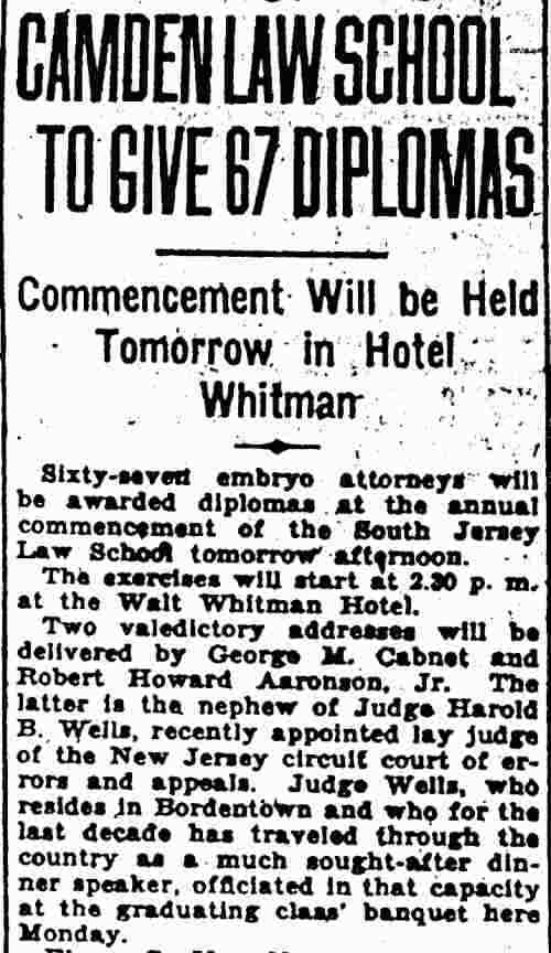 South Jersey Law School graduation 1930, page 1