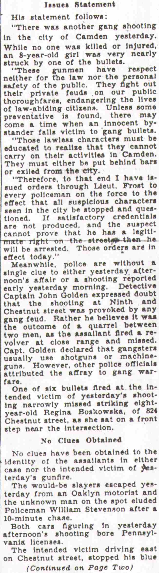 Camden Courier-Post, August 14, 1931, full article pages 3-8